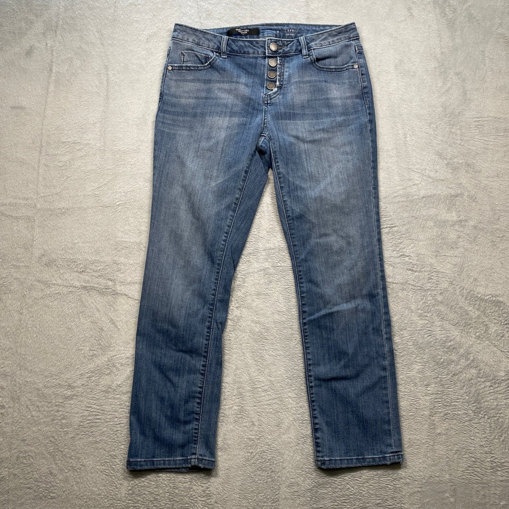 Simply Vera Vera Wang Capri Jeans Womens 4 Blue Mid Rise Button Fly‎ Denim
